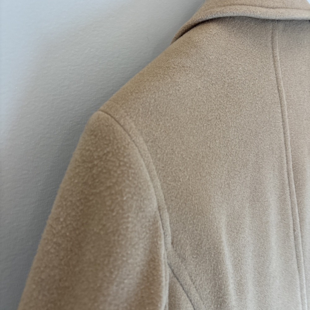 L.L. Bean Lambs Wool Classic Polo Coat Women's 8 Beige 3/4 Length Bellandi - Picture 15 of 16